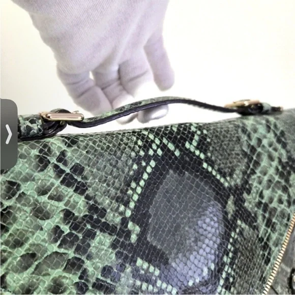 Rebecca Minkoff Collection Green Python Embossed Leather Cali Shoulder Bag - Picture 5 of 16